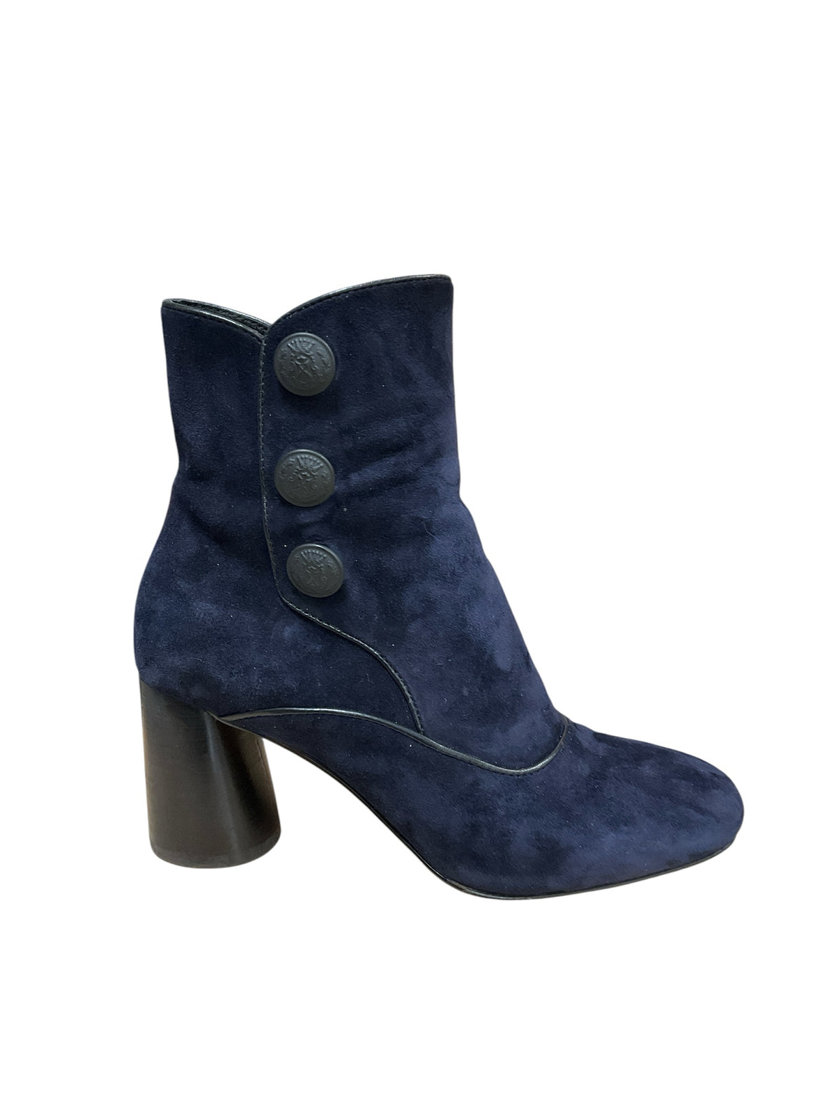 Donald J Pliner Breva Navy Suede Button Ankle Boots Size 9 M