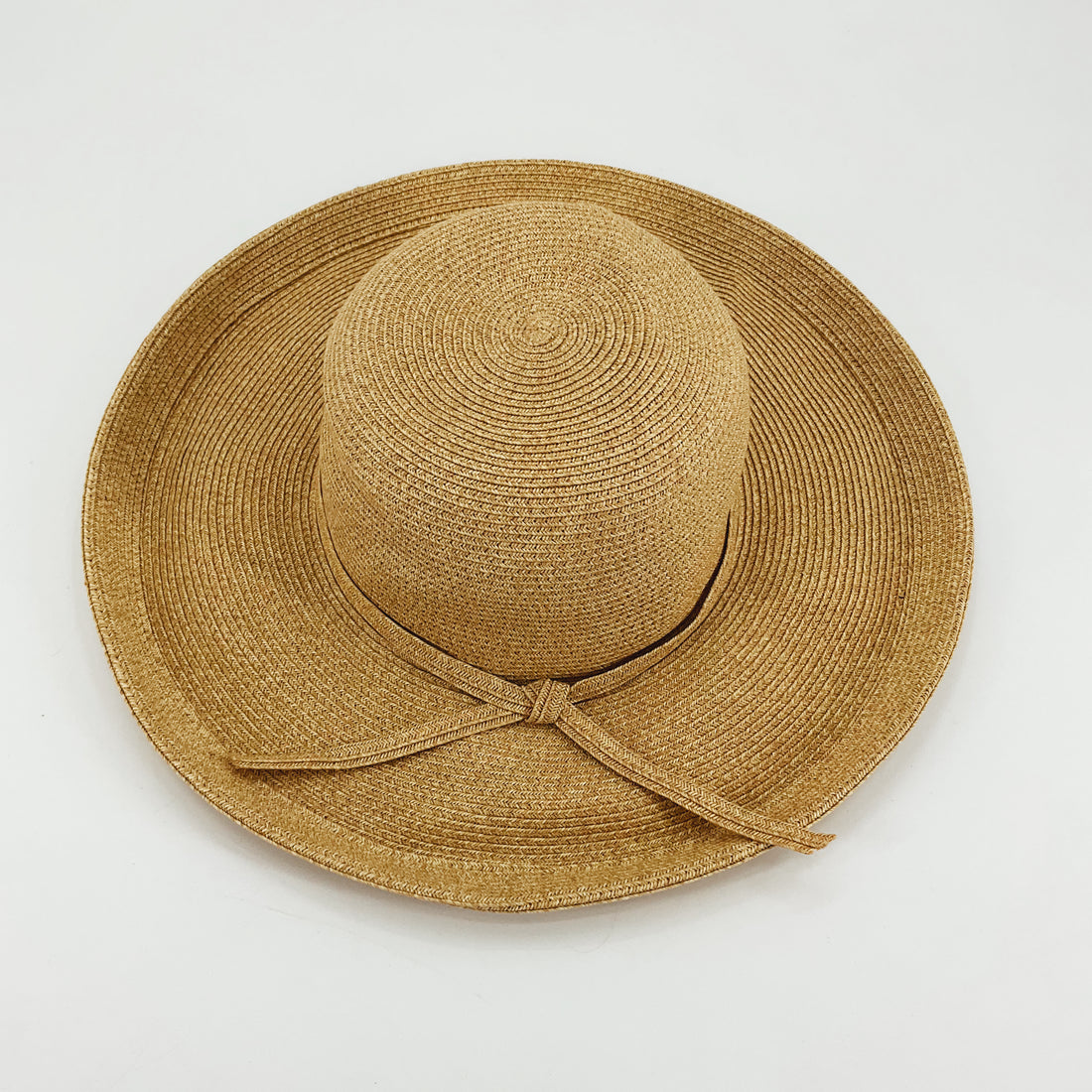 San Diego Hat Co. Tan Paper Braid Wide Brim Sun Hat with Bow OS