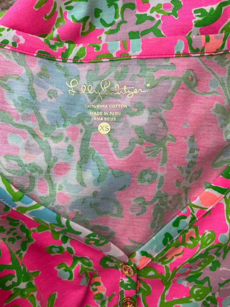 Lilly Pulitzer Pink/Green Print Pre-Owned Ladies Dress - Size XS
