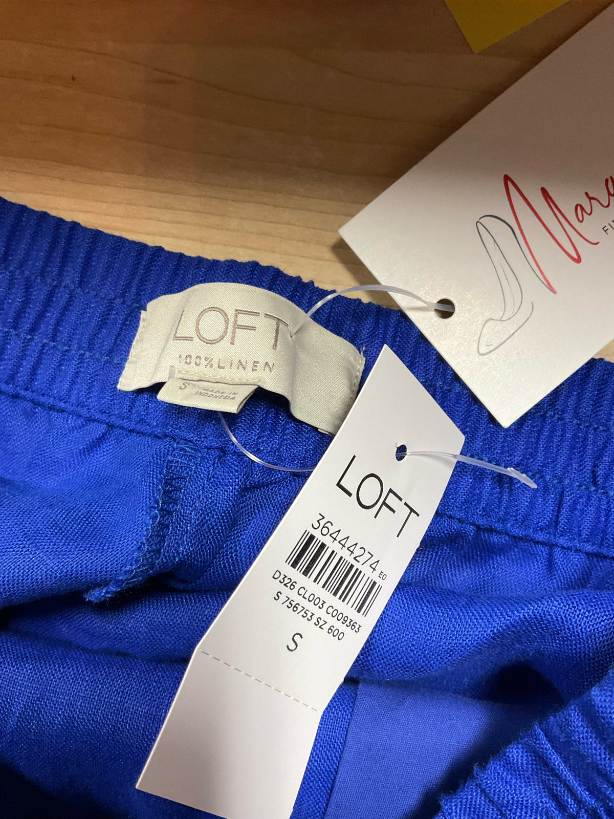 LOFT Linen Wide Leg Crop Pants Pull-On Cobalt Blue NWT - ONLINE ONLY