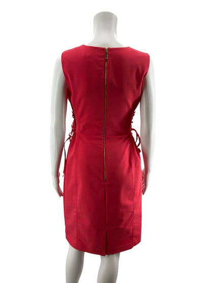 Calvin Klein Corset Lace-Up Sheath Dress Size 8 Cherry Red