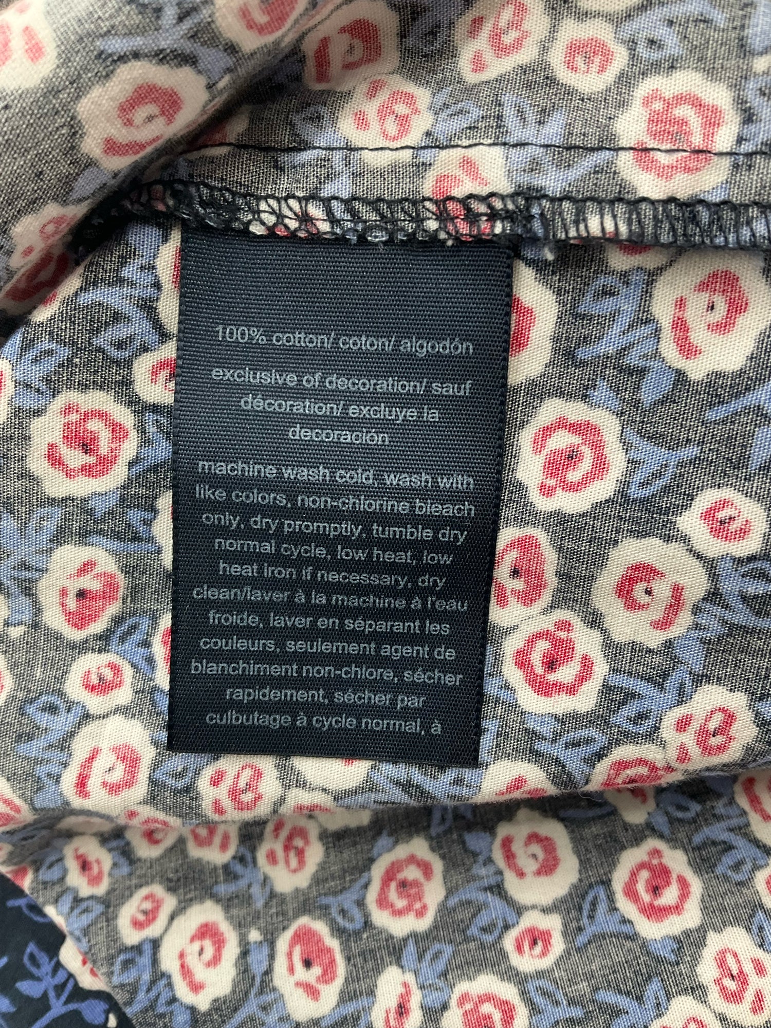 Tommy Hilfiger Navy/red Sleeveless Floral Cotton Shirtdress Navy Red Sleeveless Tie Waist Size 4 - Size 4