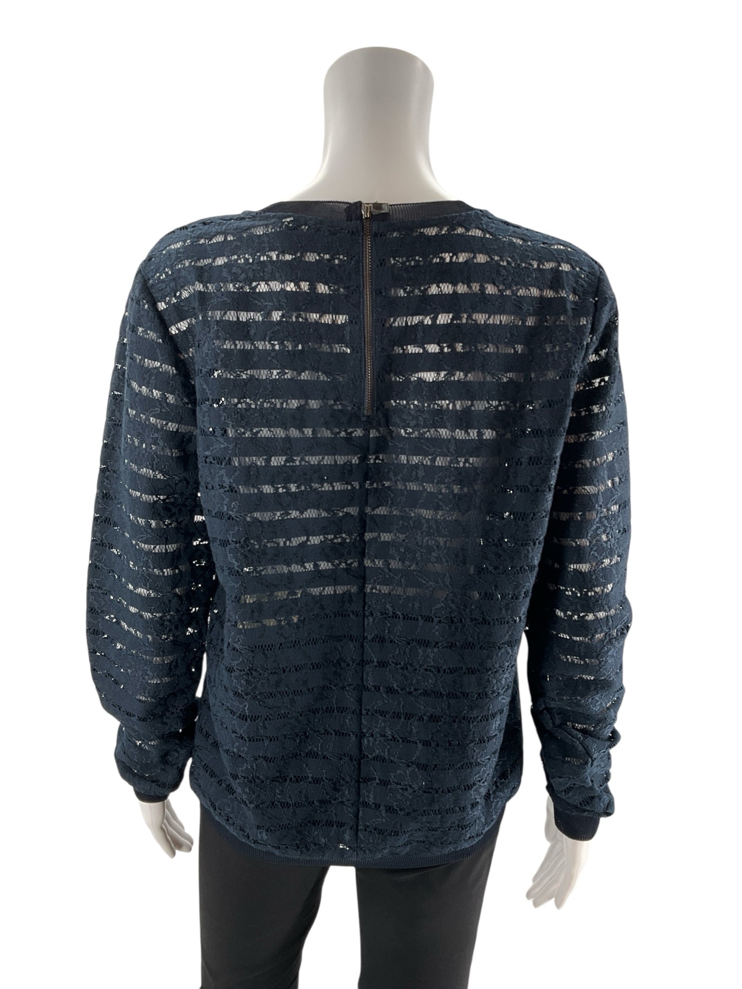 Ann Taylor Navy Lace Pre-Owned Ladies Top - Size Medium - Margaret’s Fine Consignment