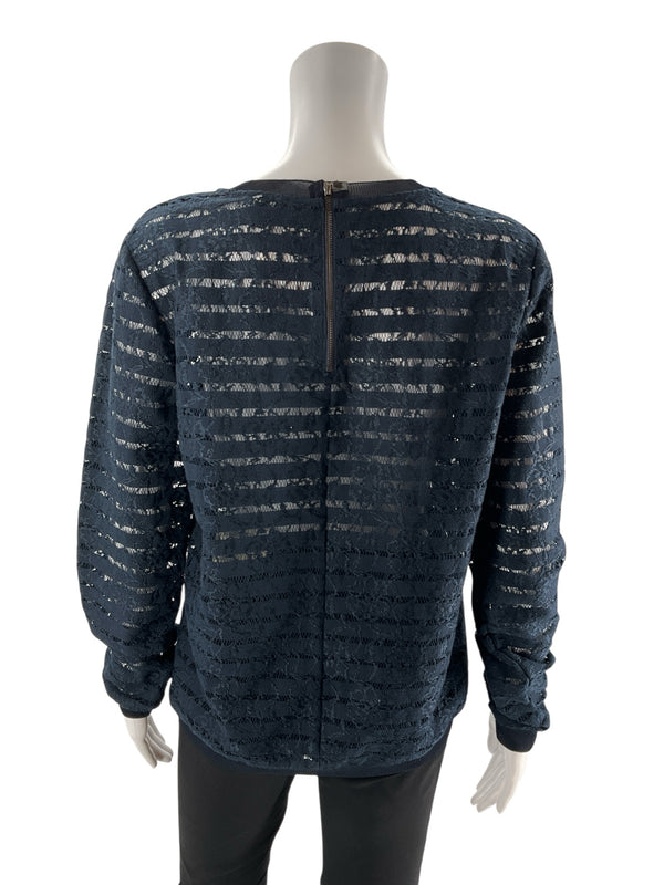 Ann Taylor Navy Lace Pre-Owned Ladies Top - Size Medium