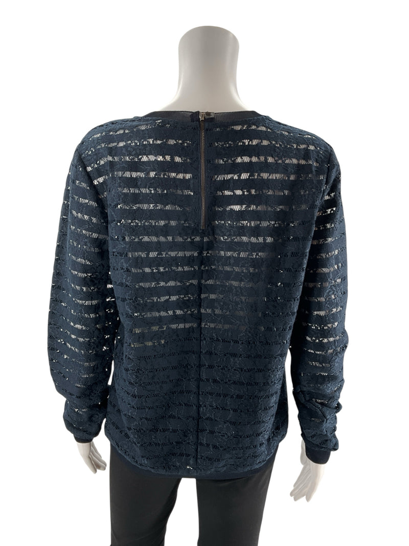 Ann Taylor Navy Lace Pre-Owned Ladies Top - Size Medium