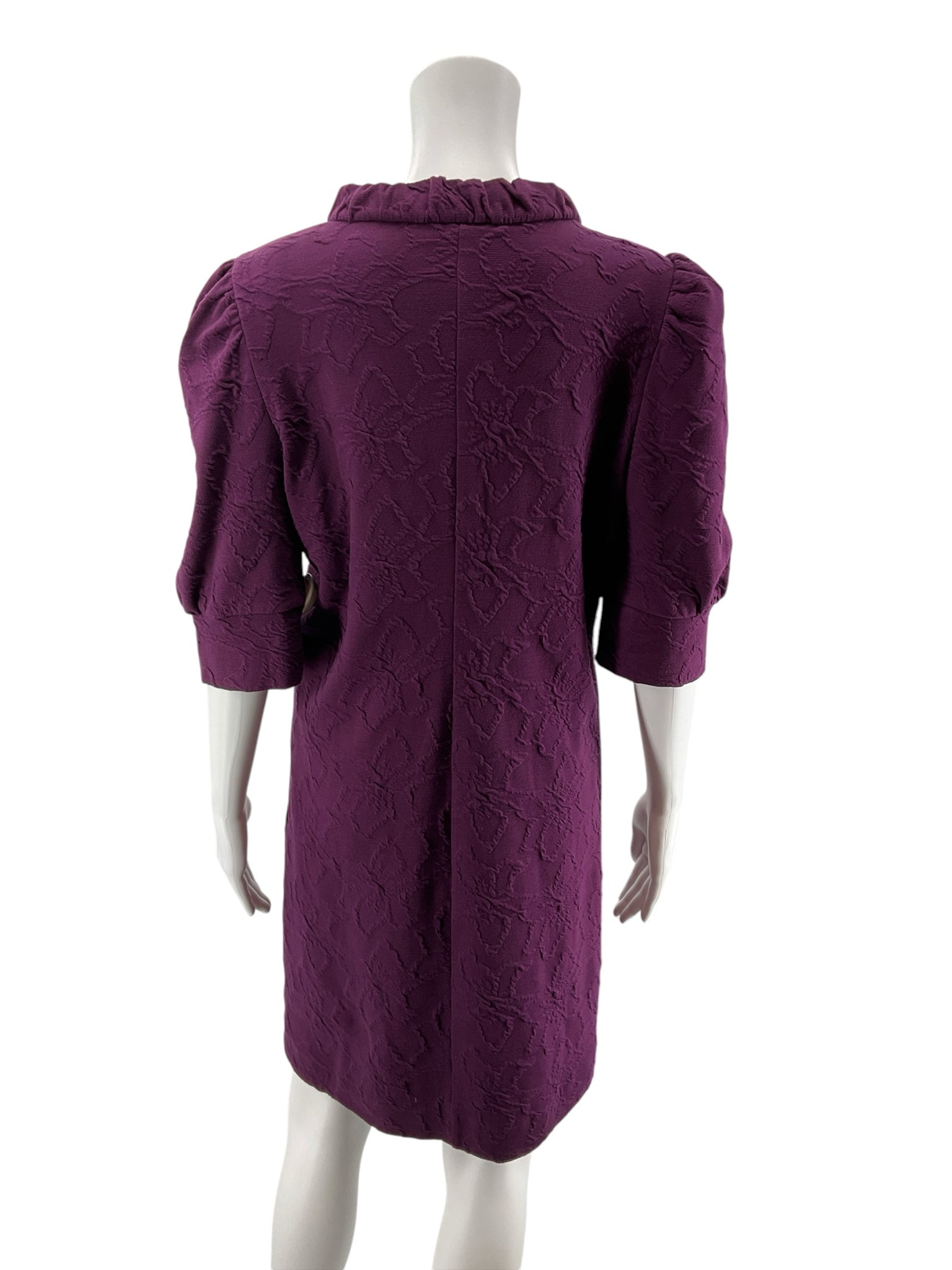 Lilly Pulitzer Kessler Dress Plum Jacquard Puff Sleeve Size Large