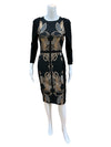 Ted Baker Size 1 Black/Rose Gold Print Pre-Owned Ladies Dress