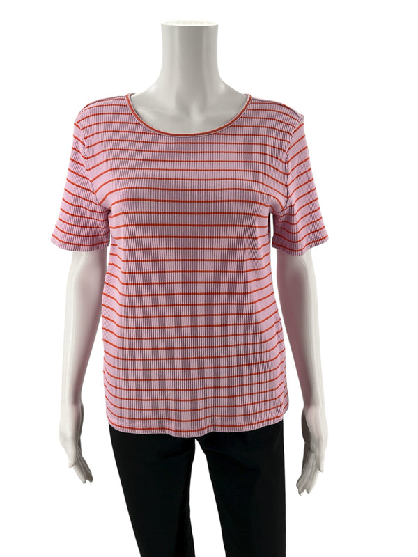 Ann Taylor Pink/Orange Stripe Pre-Owned Ladies Top - Size Large