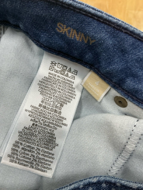 Michael Kors Skinny Fit Dot Jacquard Jeans Blue Stretch Mid Rise Size 4 - ONLINE ONLY