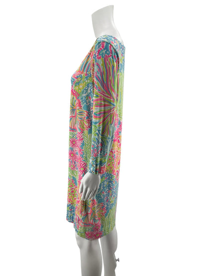 Lilly Pulitzer Marlowe Dress In The Vias Print Boatneck 3/4 Sleeve XL