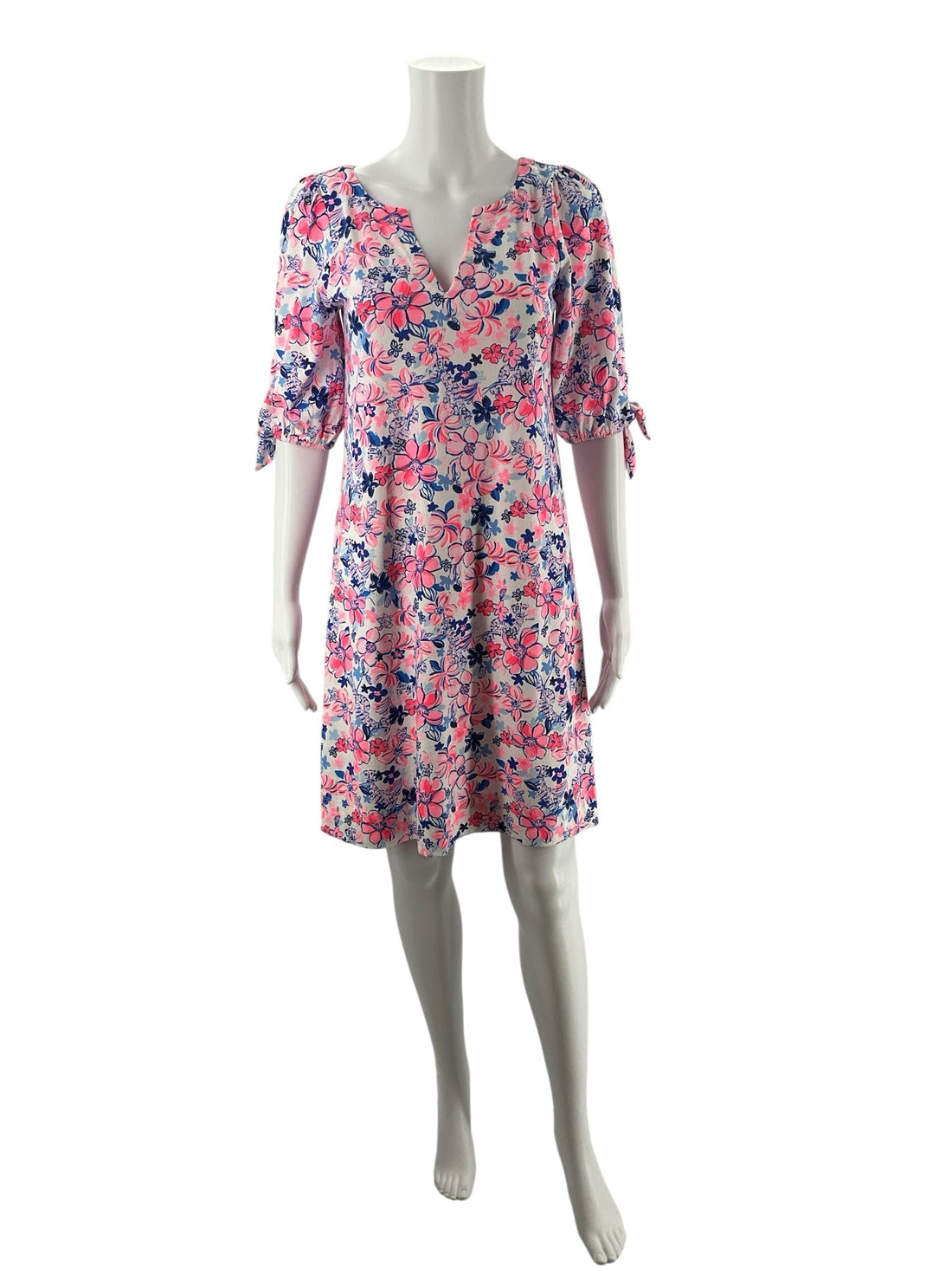Lilly Pulitzer Pink/White/Blue Floral Pre-Owned Ladies Dress - Size XS