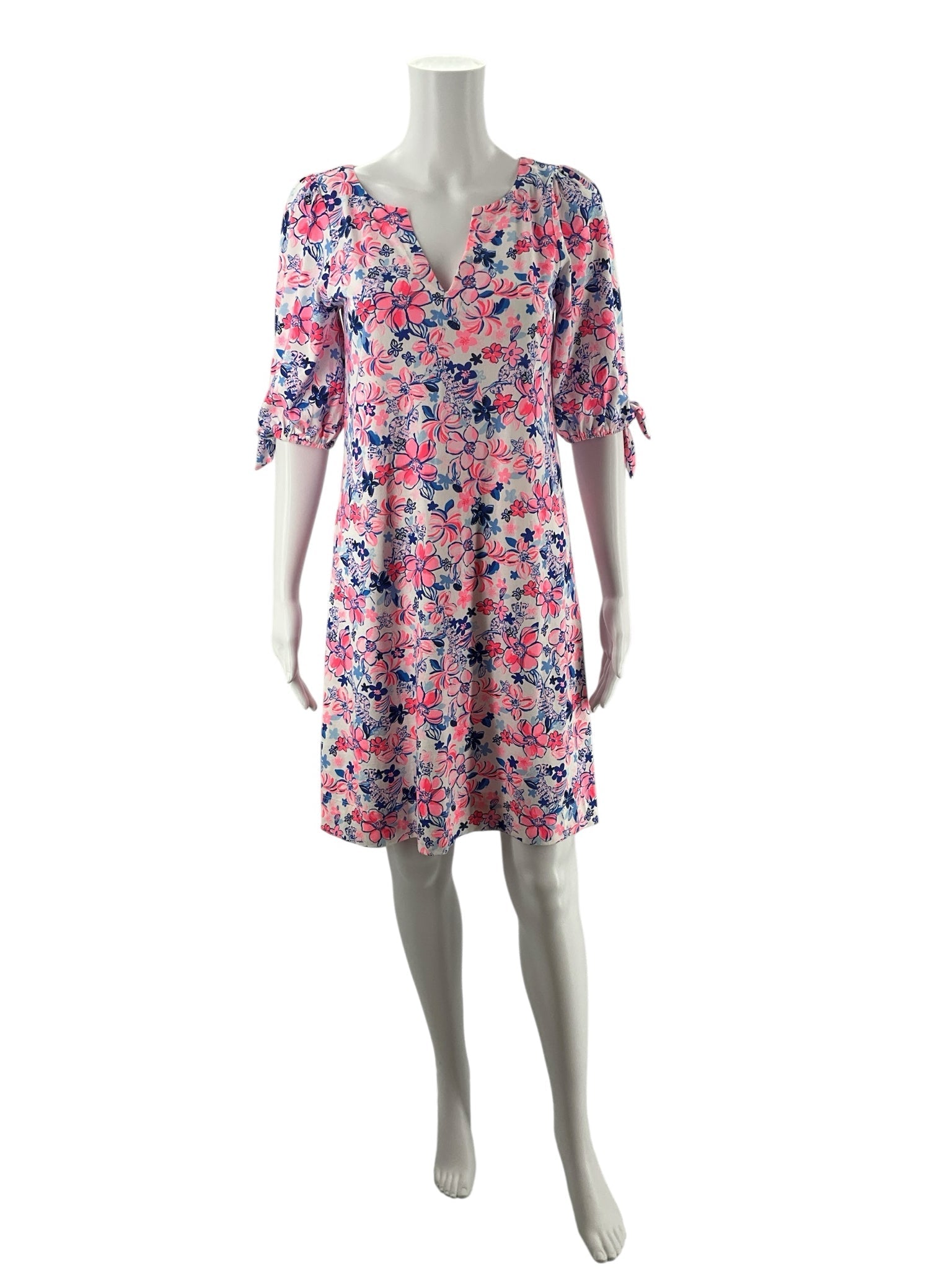 Lilly Pulitzer Pink/White/Blue Floral Pre-Owned Ladies Dress - Size XS