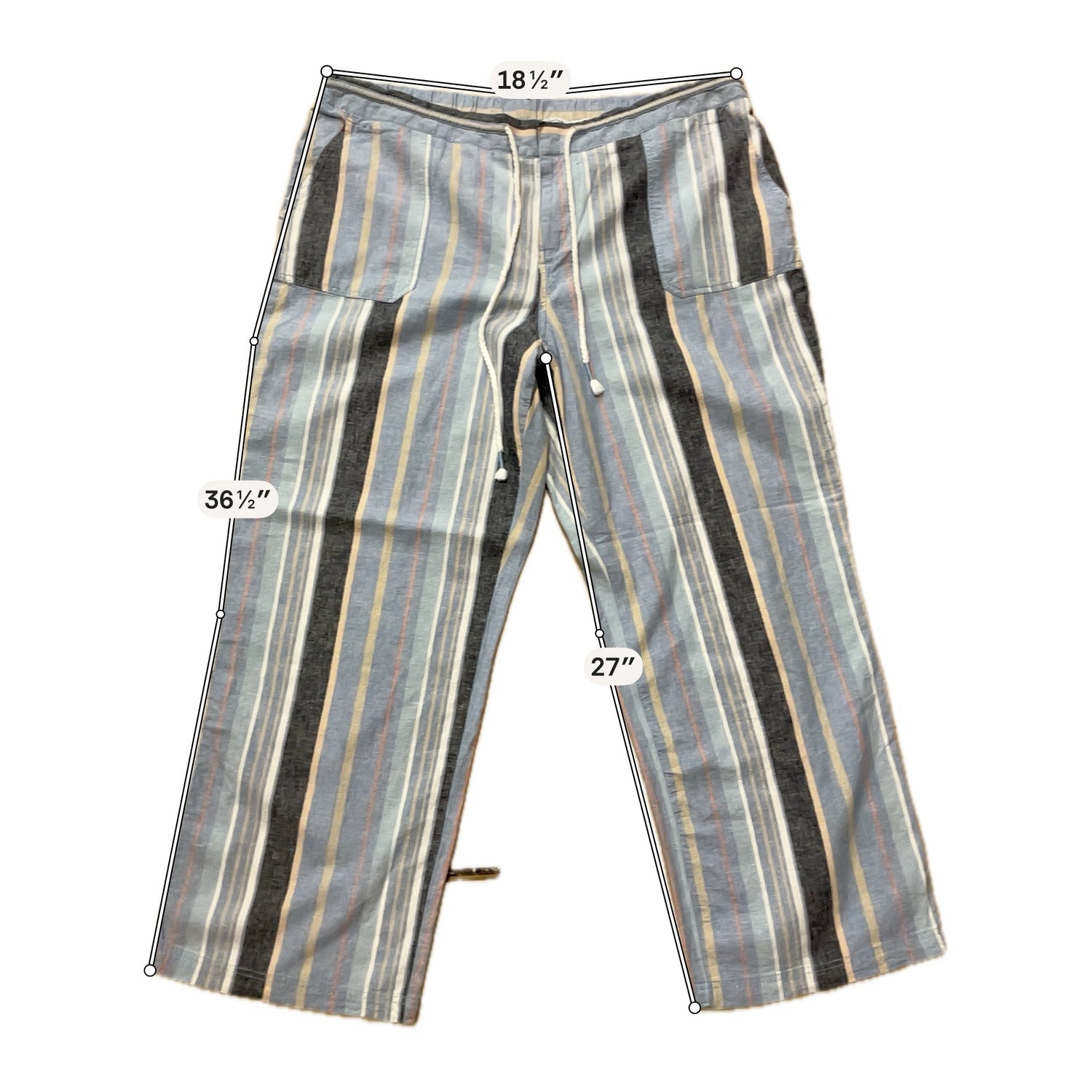 Natural Reflections Striped Linen Cotton Blend Pants | Size 2XL