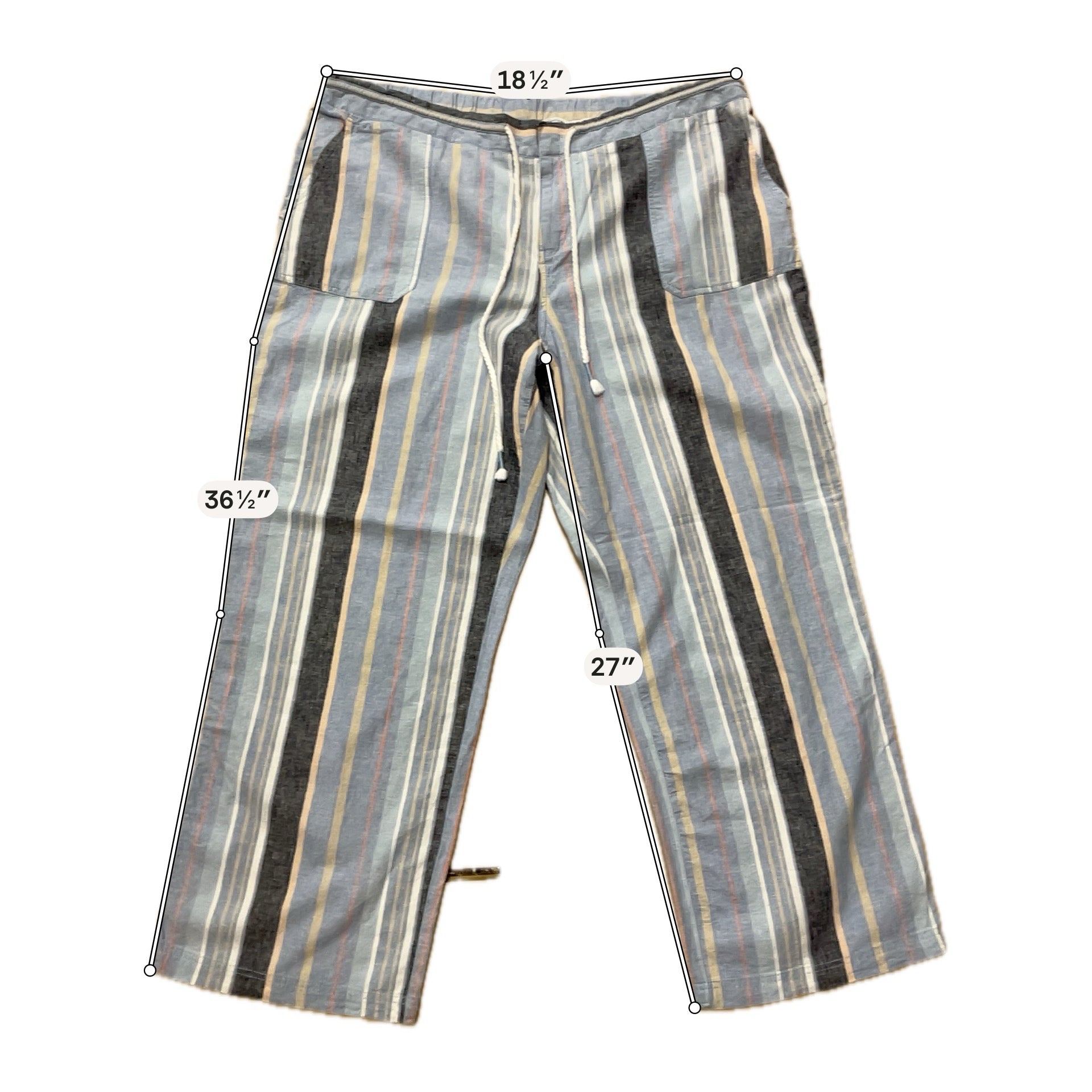 Natural Reflections Striped Linen Cotton Blend Pants | Size 2XL