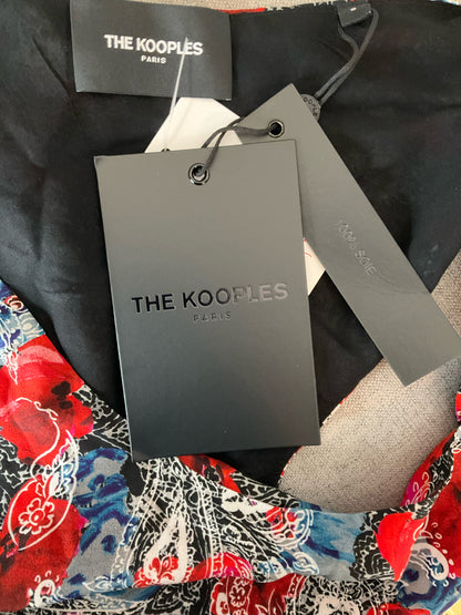 The Kooples red/blue/white Mini Poppy-Print 100% Silk Shift Dress XS NWT Red Blue Floral V-Back - Size XS