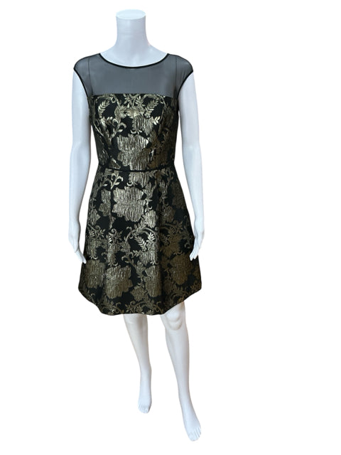 Adrianna Pappel Black/Gold Print Pre-Owned Ladies Dress - Size 2