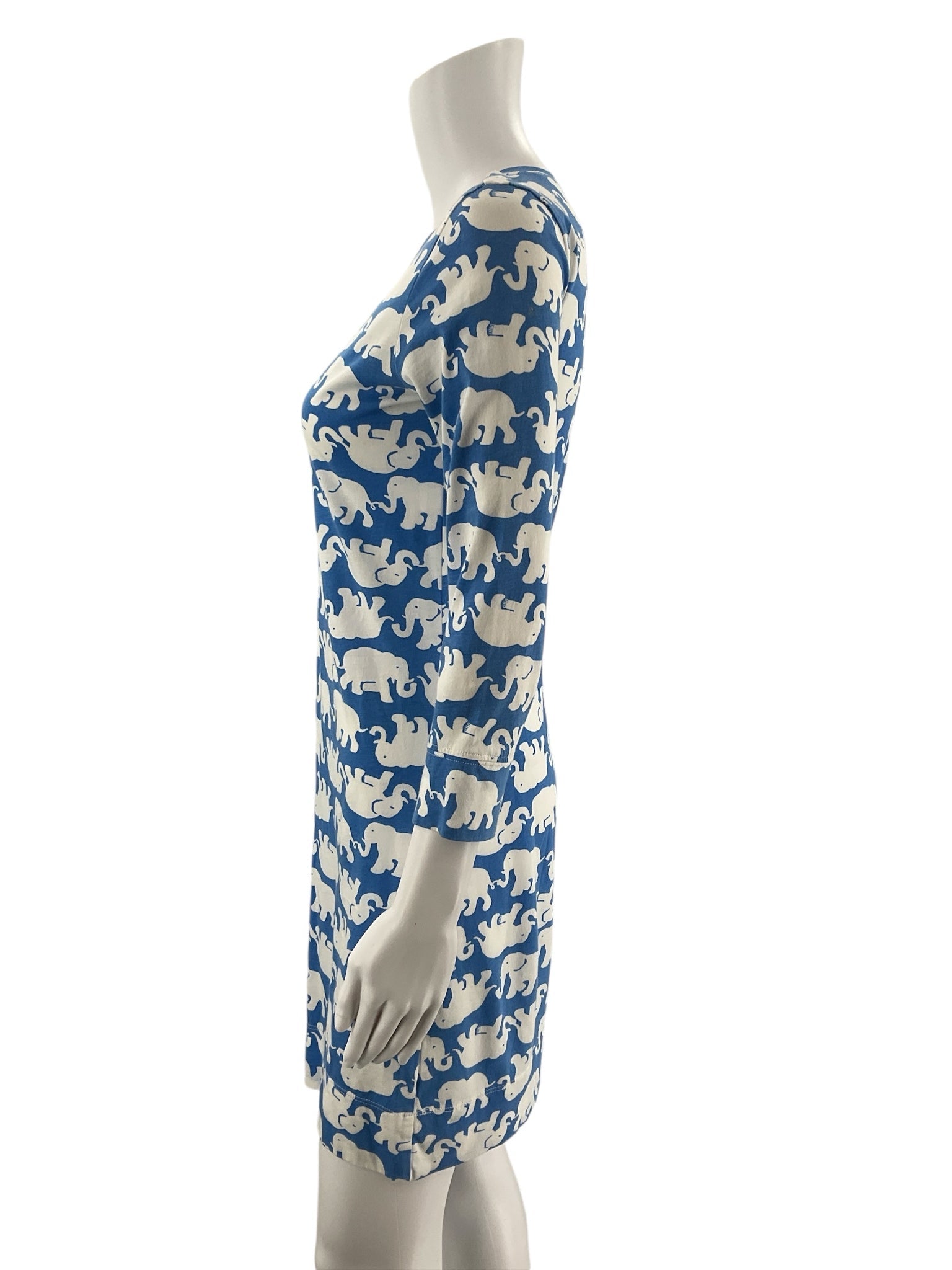Lilly Pulitzer White/Blue Elephants Pre-Owned Ladies Dress - Size XS