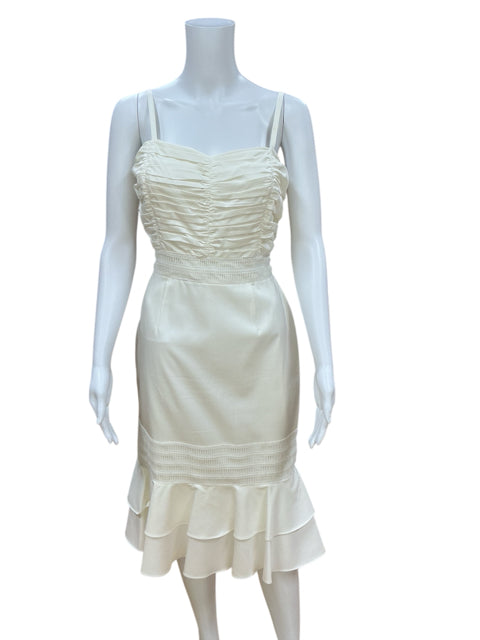 Antonio Melani off white Midi Off White Smocked Tiered Midi Dress Size 8 - Size 8