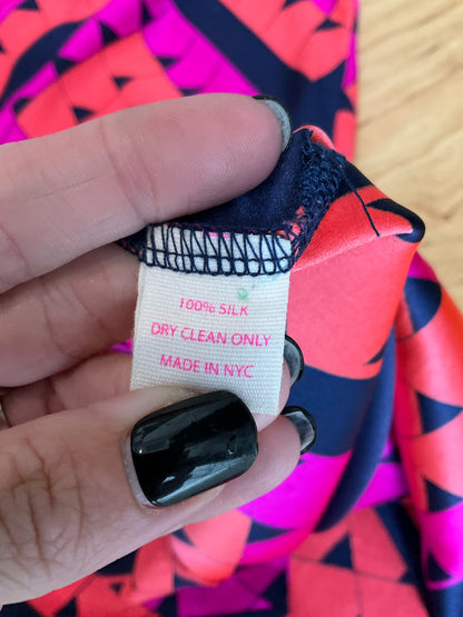 Alice &amp; Trixie Geometric Print Silk Tie-Waist Mini Dress Size Small - ONLINE ONLY