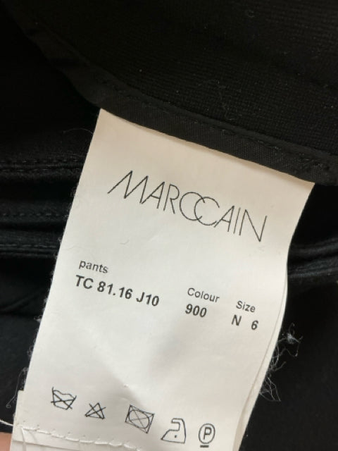 Marc Cain Black Silk Tuxedo Stripe Cropped Ankle Pants | Size N6 (US 14)