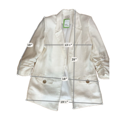Juliet &amp;amp; Leopold Cream Linen Blend Ruched 3/4 Sleeve Blazer XS