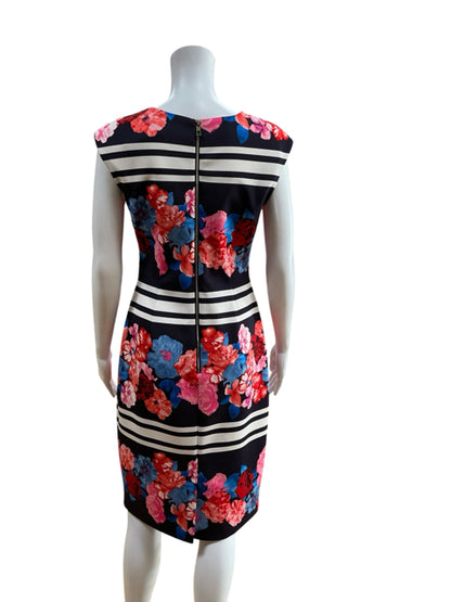 Vince Camuto Vince Camuto Floral Scuba Sheath Dress Navy Blue Red Size 6