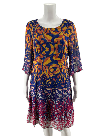 Rabbit Rabbit Rabbit Tabbi Designs Abstract Bell Sleeve Shift Dress Size 10