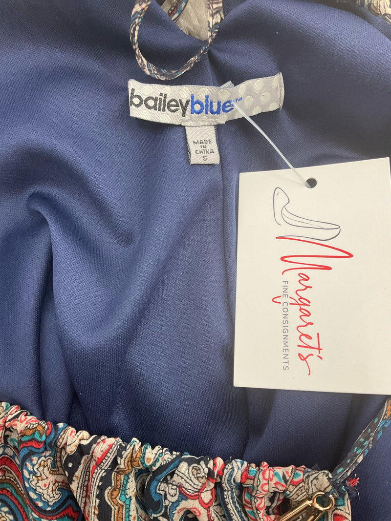 Bailey Blue Teal/Red/Brown Paisley Pre-Owned Ladies Dress - Size Small