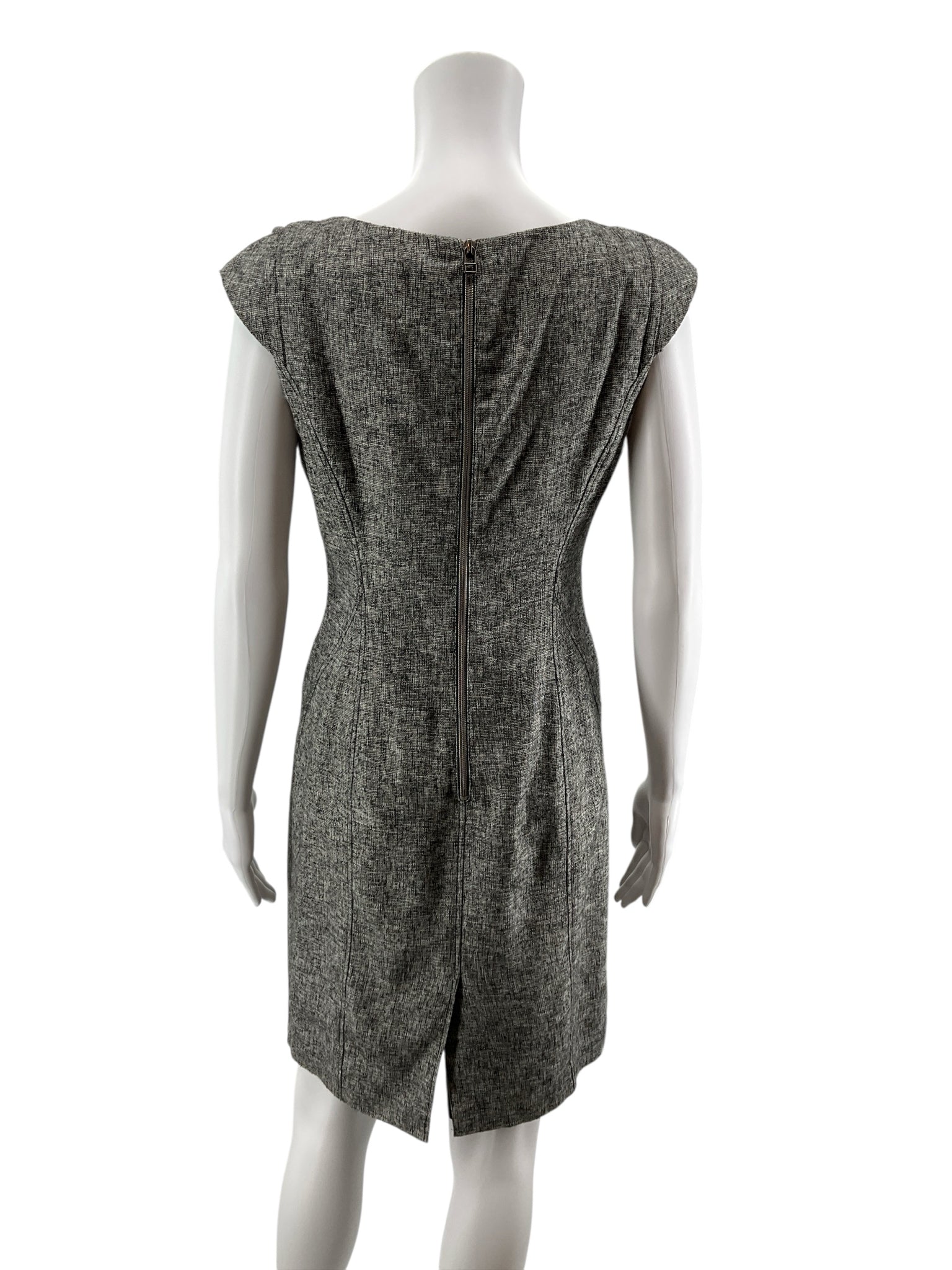 Ann Taylor Textured Cap Sleeve Sheath Dress Gray Black Size 2