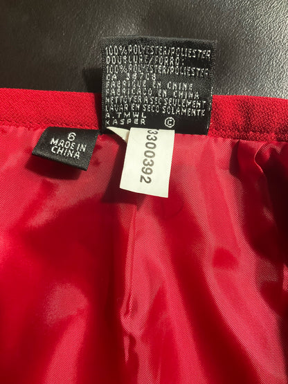 Kasper Red Solid Pre-Owned Ladies 2 Piece Skirt Set - Size 6