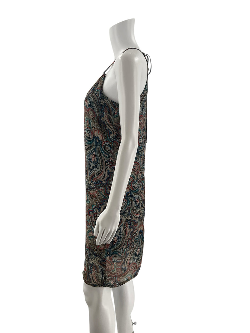 Bailey Blue Teal/Red/Brown Paisley Pre-Owned Ladies Dress - Size Small