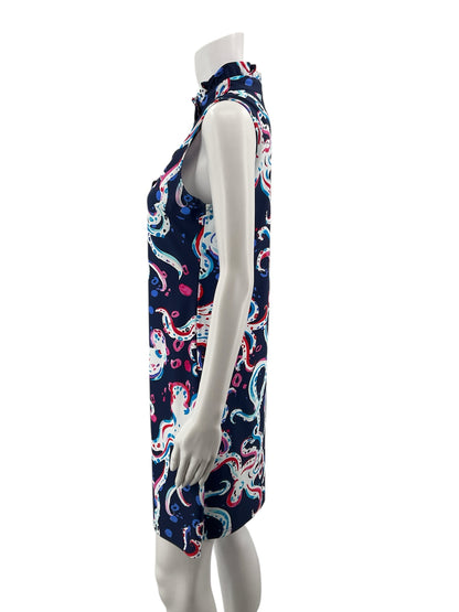 Aryeh Navy/white/pink Sleeveless Navy/white/pink Print Pre-Owned Ladies Dress - Size Small - Size S