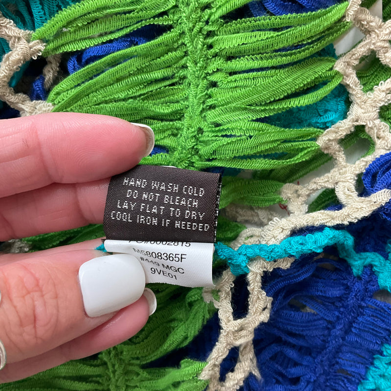 Fever Green/Turquoise Crochet Pre-Owned Ladies Top - Size Large - Margaret’s Fine Consignment