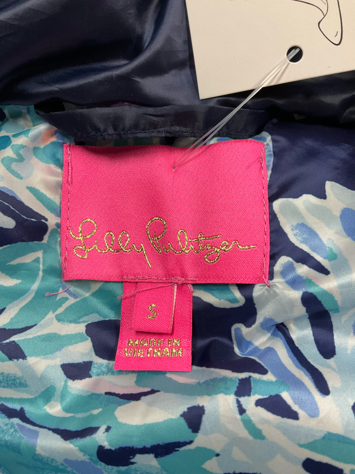 Lilly Pulitzer Hollie Reversible Down Puffer Vest Navy Blue Size Small