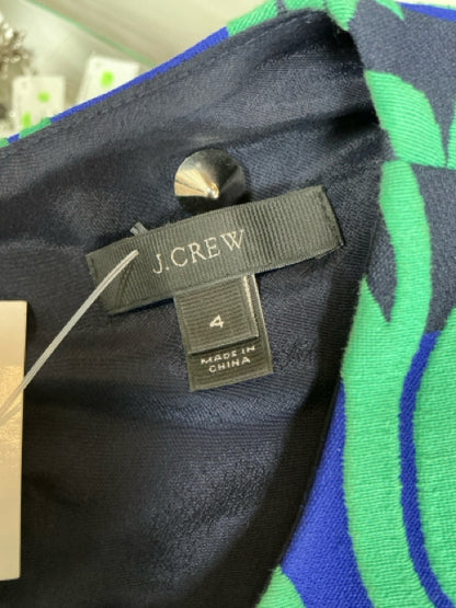 J.Crew Damask Jacquard Fit &amp; Flare Dress Blue Teal Size 4