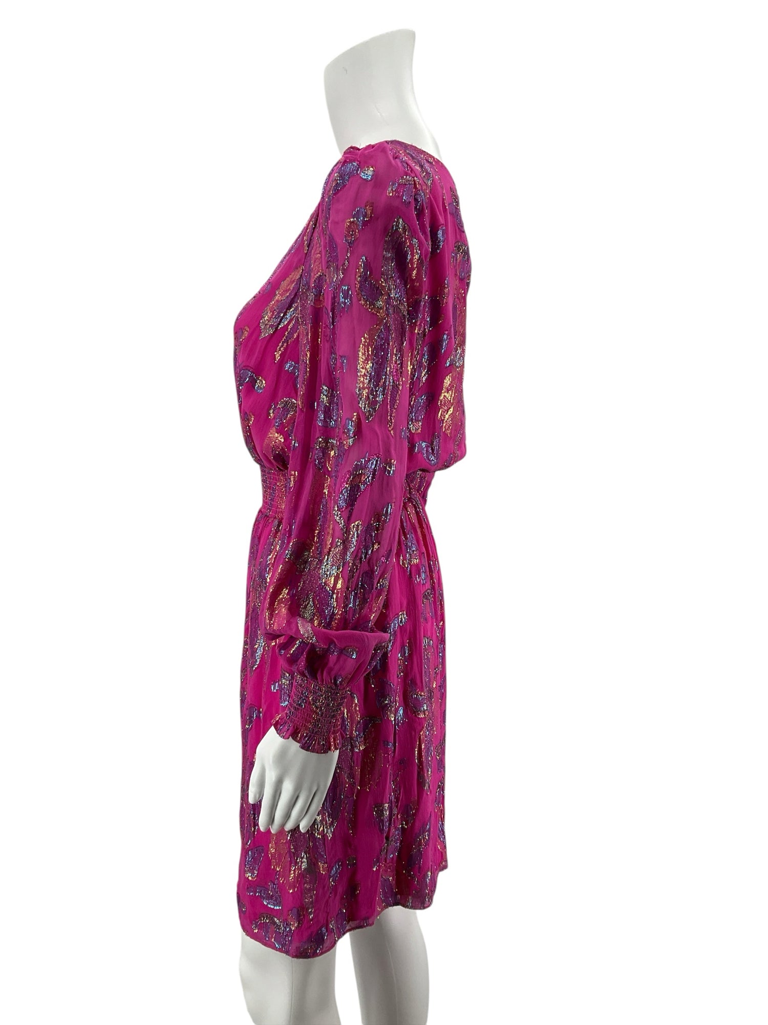 Lilly Pulitzer Darlah Silk Blend Mini Dress Fuchsia Fish Jacquard Size 2