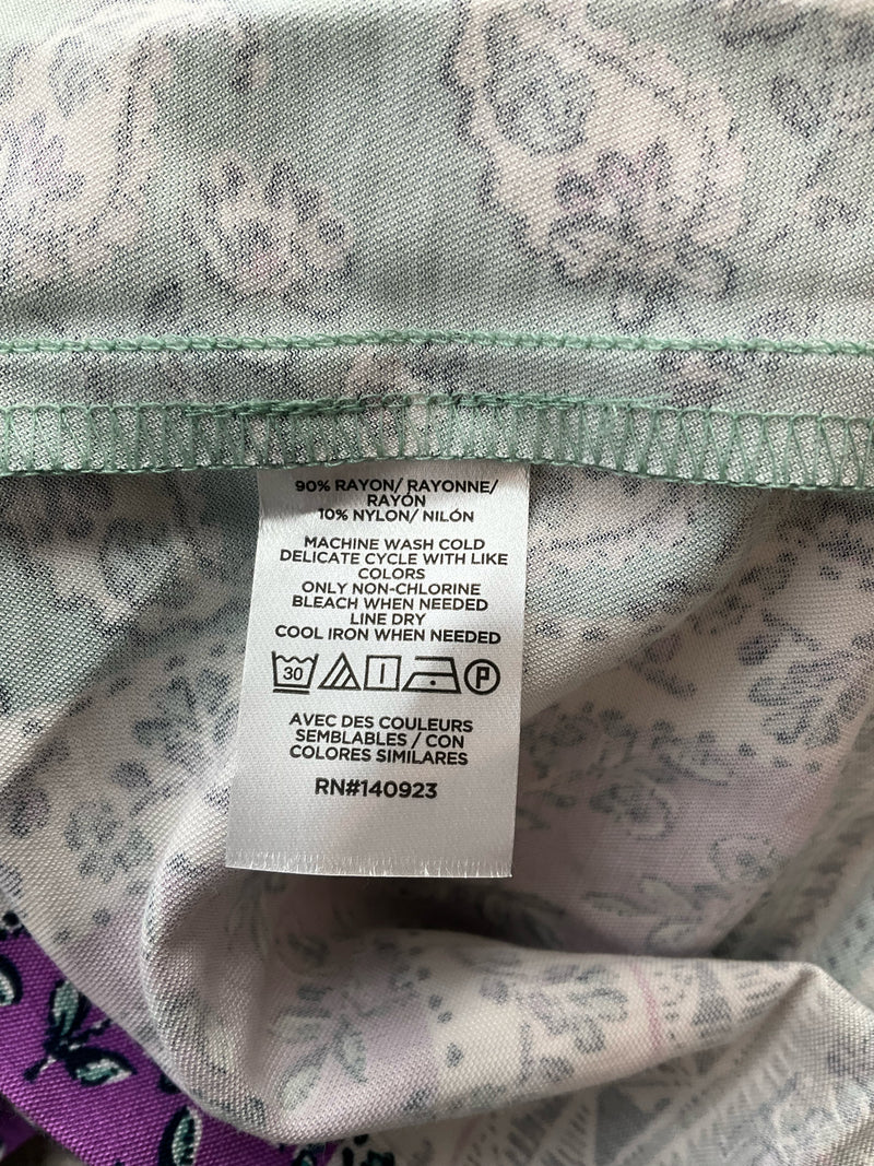 Loft Green/Purple/White Floral Pre-Owned Ladies New With Tags Dress - Size 6