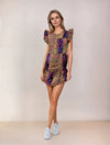 THML Navy/Fuschia/Gold Cheetah Dress Size Medium