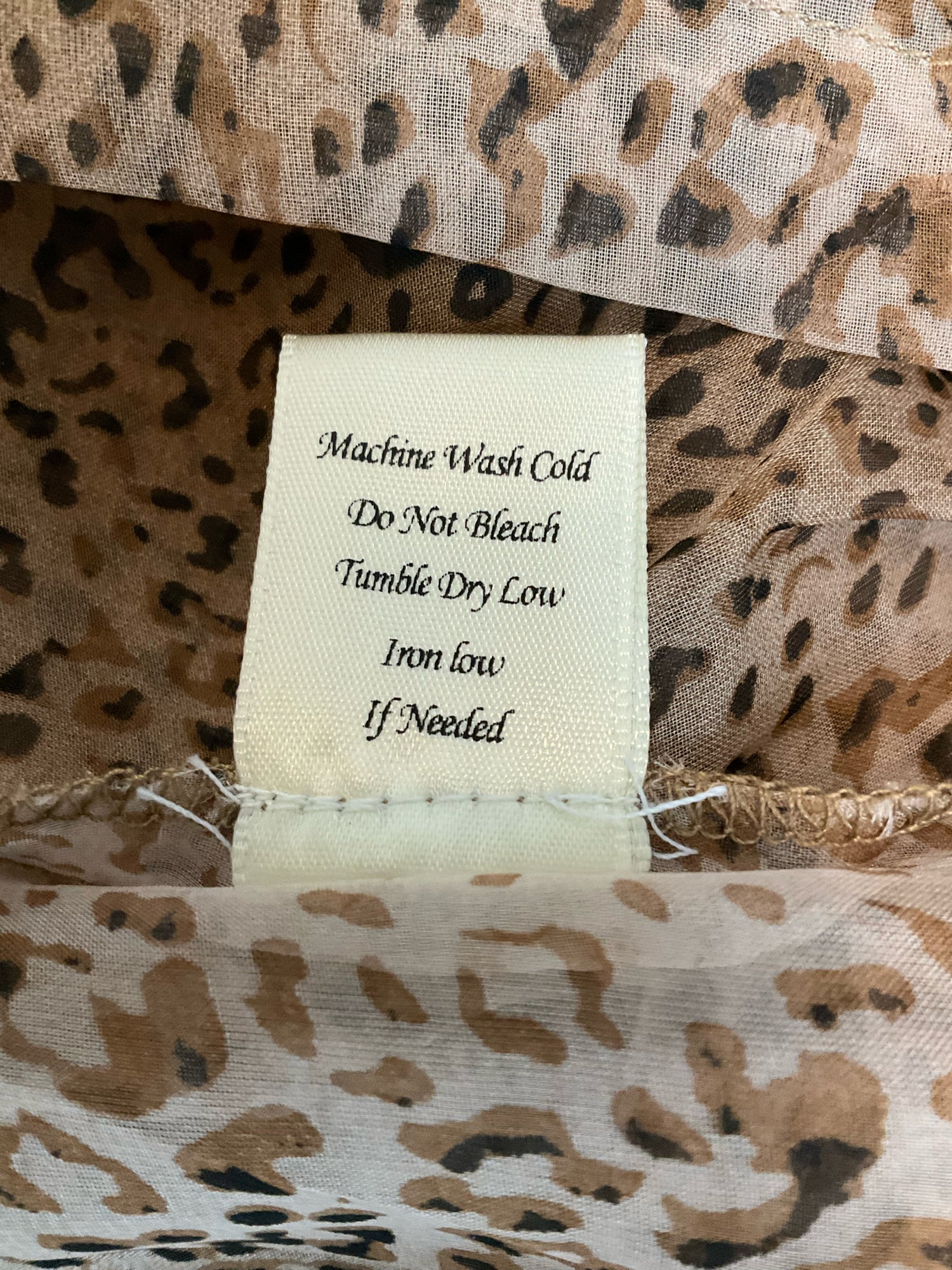 Blu Pepper Leopard Print Sheer Roll Tab Sleeve Blouse Top Brown Size Large