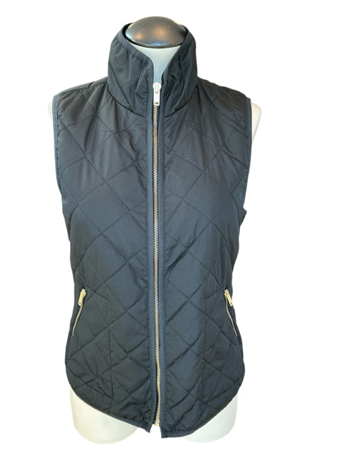 Old Navy Quilted Puffer Vest XS Black Gold Zipper Lightweight
