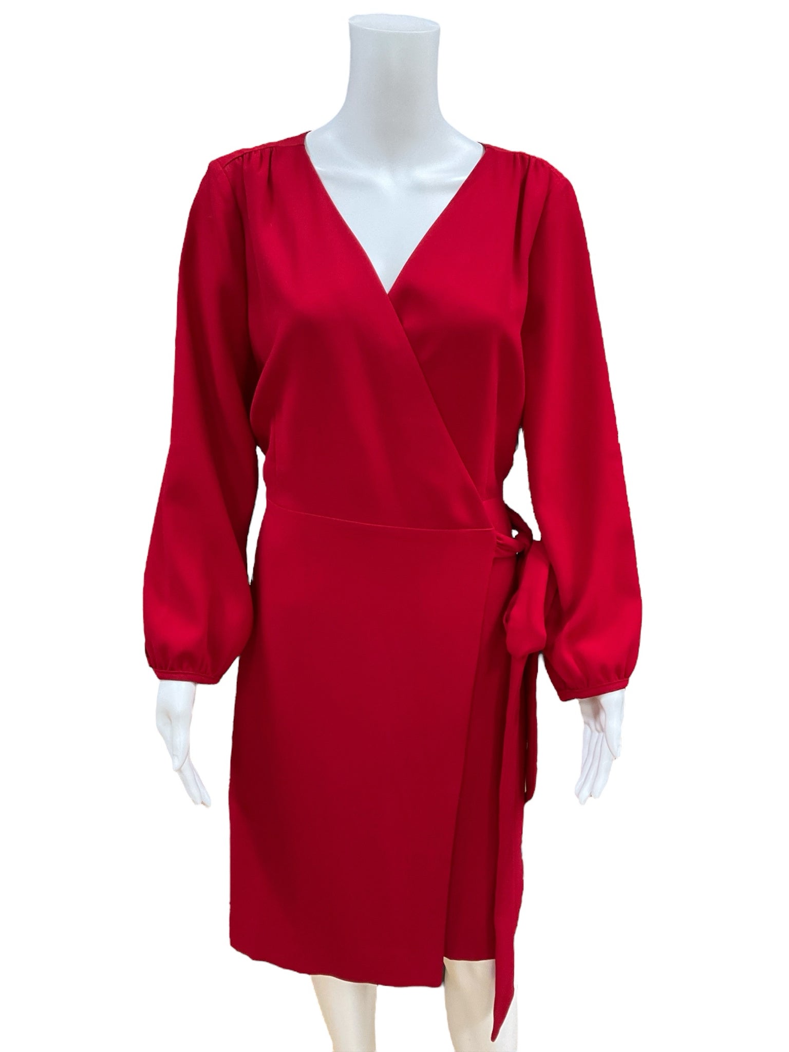 J Crew Size 14 Red Wrap Consignment Ladies Dress