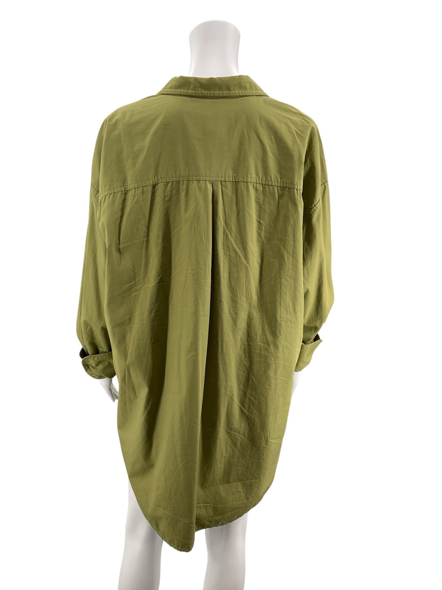 Maeve by Anthropologie Olive Green Cotton Poplin Button-Down Shirt | Size XL