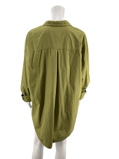 Maeve by Anthropologie Olive Green Cotton Poplin Button-Down Shirt | Size XL