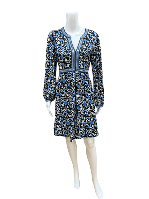 Hale Bob Size M Blue/Charcoal/White Print Dress