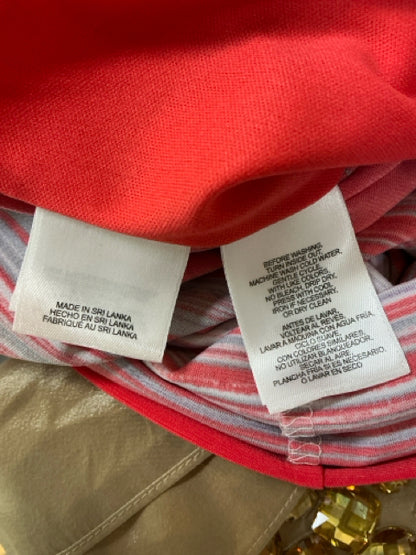 Anne Klein Coral Floral Ombre Ruched Sheath Dress Cap Sleeve Size 10