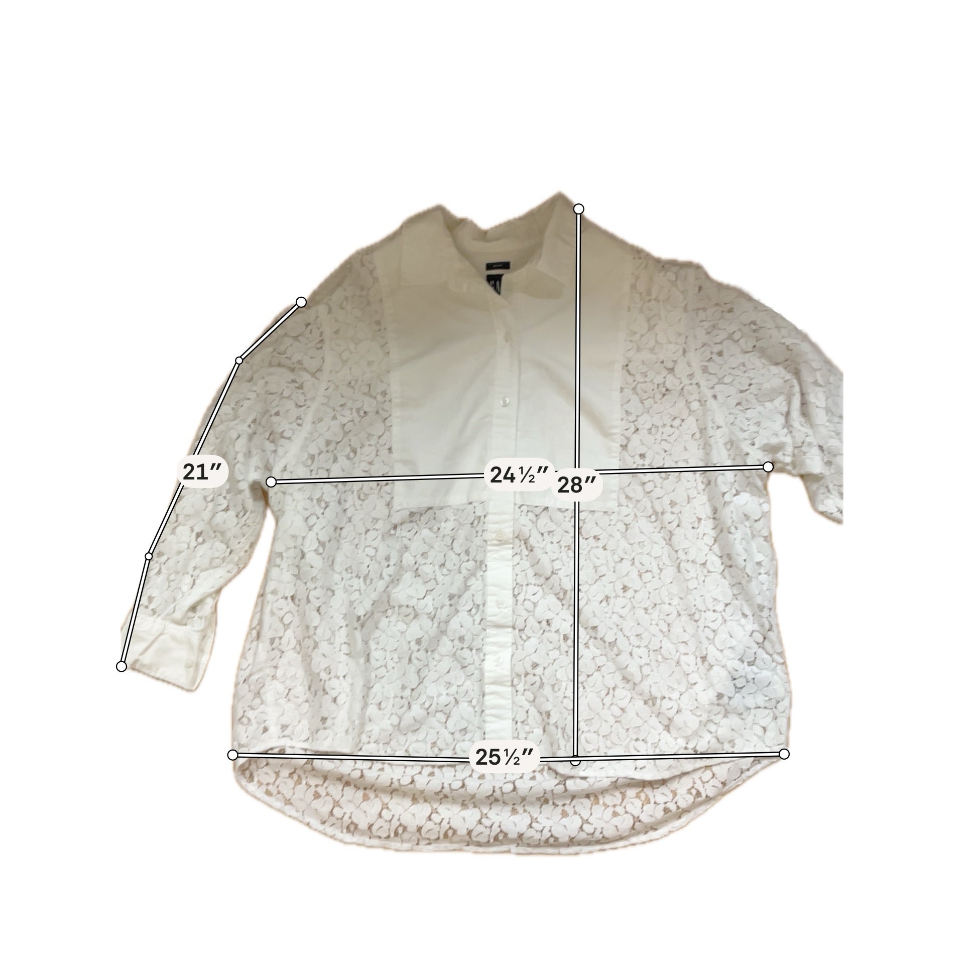 Gap The Big Shirt White Floral Lace Button Down Top Womens XL Boho Sheer
