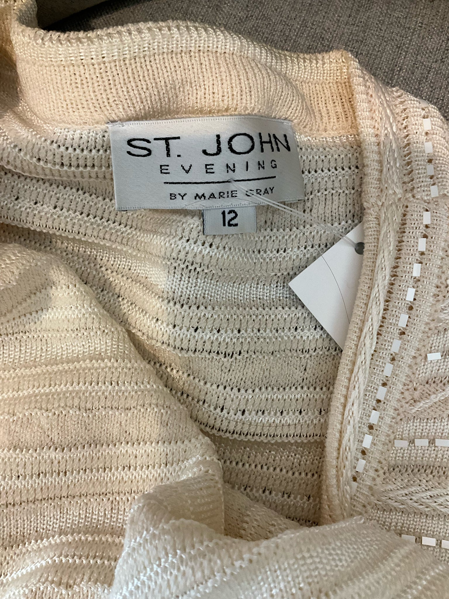 St. John Evening by Marie Gray Cream Sweaters St. John Evening Beaded Knit Cardigan Jacket Cream Size 12 | Marie Gray - Size 12