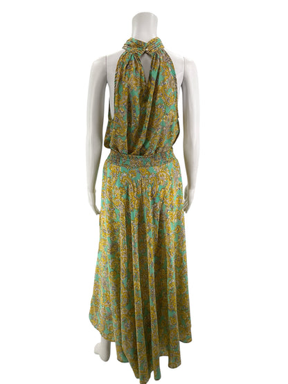 Chelsea &amp; Theodore Green Yellow Paisley 2-Piece Maxi Skirt Set Size Large