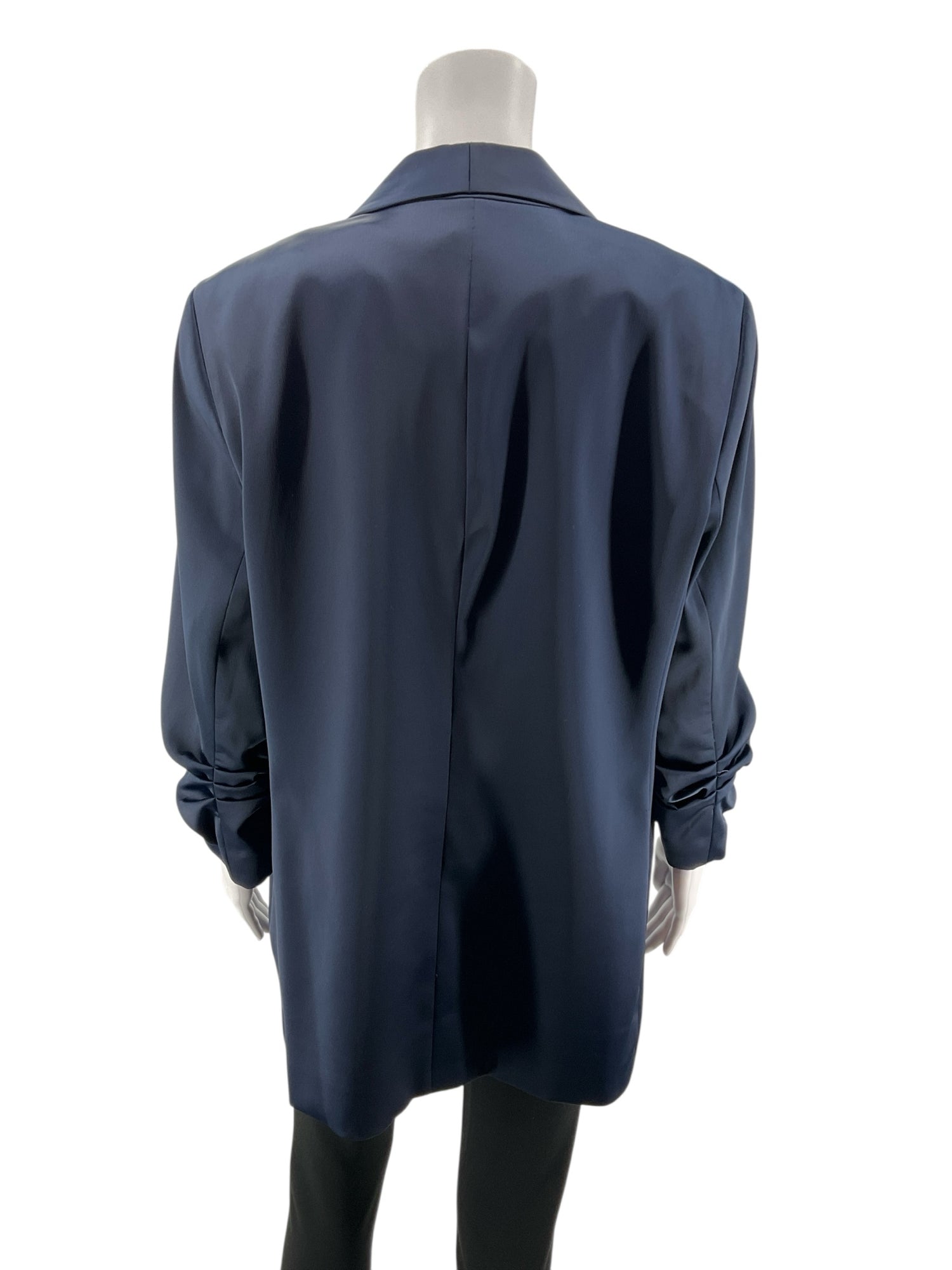 Bar III Navy Blue Ruched 3/4 Sleeve Open-Front Blazer Size XL