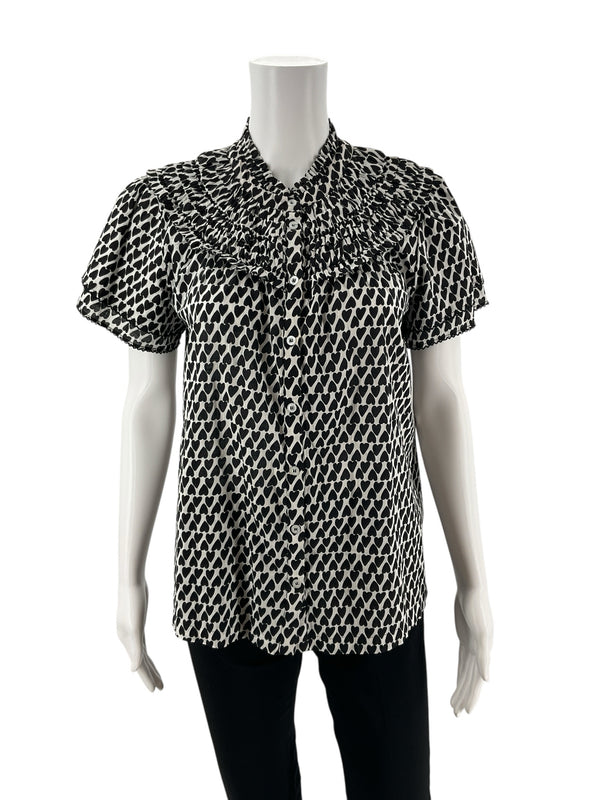 Ivy Jane White/Black Print Pre-Owned Ladies Top - Size Small
